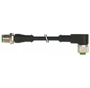 Cable de conexión M12 macho 0° / M12 hembra 90° PUR 5X0.34 negro UL/CSA